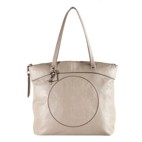 Coach Leather Tote Circle Embossed Signature Zip “Laura” - Picture 1 of 16
